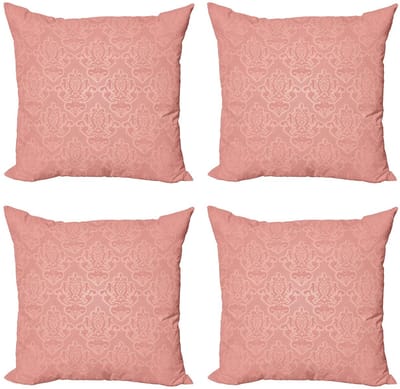 ABAKUHAUS Perzik Kussenhoes Set – 4x 50x50 cm – Dubbelzijdig Gedrukt – Mikrofaser Koralle