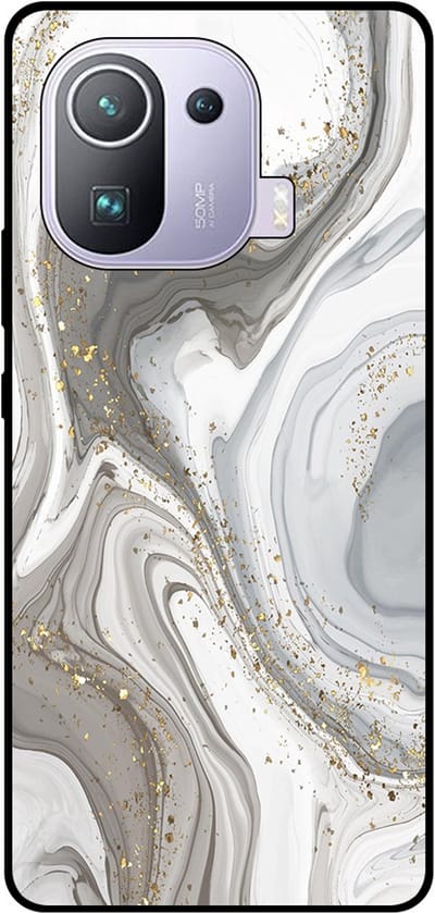 Smartphonica Telefoonhoesje Geschikt voor Xiaomi Mi 11 Pro met marmer opdruk - TPU backcover case marble design - Zilver geschikt voor Xiaomi Mi 11 Pro