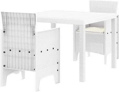 Tuintafelset Polypropyleen - Eettafel met stoelen - Buiten dineren - Gestructureerd oppervlak - 100 x 100 cm - Wit