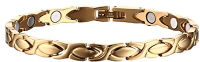 Goudkleurige magnetische ellips schakels armband voor dames van roestvrij staal - 21 cm