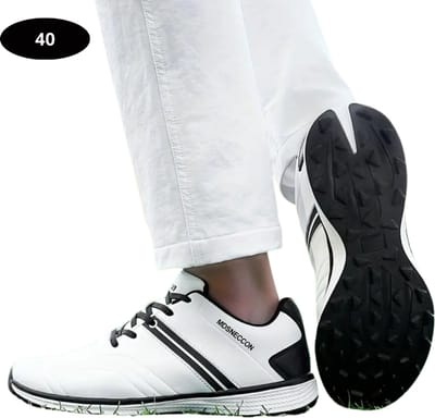 Livano Golfschoenen Heren - Sneakers - Golfkleding - Golfschoenen Antislip - Waterdicht - Golfen - Zwart & Wit 40