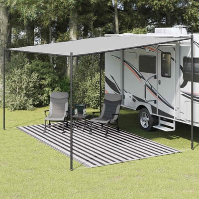 vidaXL - Tenttapijt - 250x450 - cm - antracietkleurig - en - wit