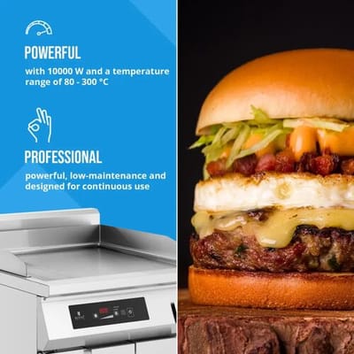Inductiegrill - 720 x 610 mm - geribbeld en glad - 10000 W - Royal Catering RCIN-700-03