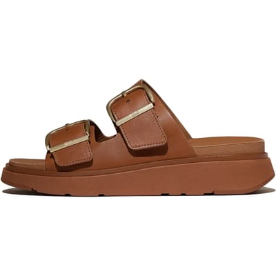 FitFlop FitFlop Gen-FF Buckle Two-Bar Leather Slides BRUIN - Maat 37