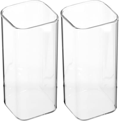 Drinkbekers vierkant, 2 stuks, 400 ml, glas, ideaal voor water, sap en thee, magnetronbestendig en perfect voor ontbijt en brunch