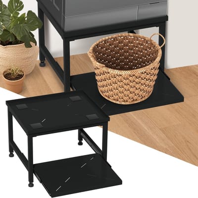 Wasmachine Onderstel - Apparaatstandaard - Bijkeuken Organiseren - Met Lade - 45.5 cm Hoog - Zwart
