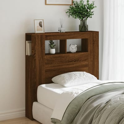 vidaXL - Hoofdeinde - met - LED - 100x18,5x103,5 - cm - bewerkt - hout - bruineiken