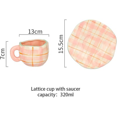 Keramische Koffiekop Mokken Handbeschilderde Bloem Thuis Kantoor Mok Met Schotel Ontbijt Melk Sap Thee Handvat Kop Cadeau Magnetronbestendig 201-300ml beige