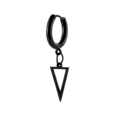 Titanium oorbel met driehoek hanger - Hypoallergeen - Chirurgisch staal - zwart - kleine oorring - pvd coating