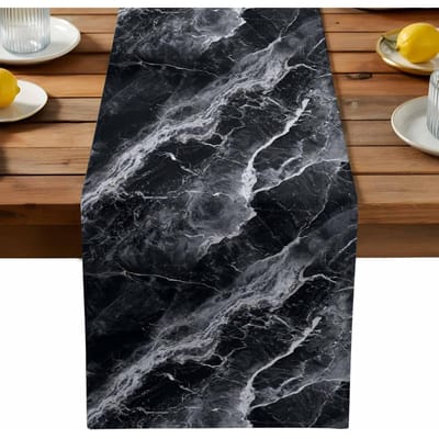 Marmerstructuur Grijs Abstract Linnen Tafelkleden Eetkamer Decoraties Wasbare Eettafelkleden Huisfeest Decoraties 150x33cm gray