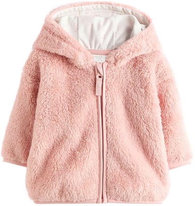 Next - Meisjes - Fleece babyjack met capuchon - Roze