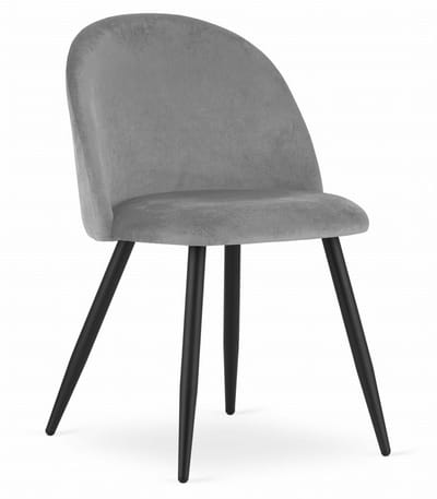 Stoel BELLO - Lichtgrijs Velvet, Zwarte Metalen Poten, Modern Design en Uitstekend Zitcomfort voor Woonkamer, Slaapkamer, Eetkamer of Kantoor, Max. 120 kg