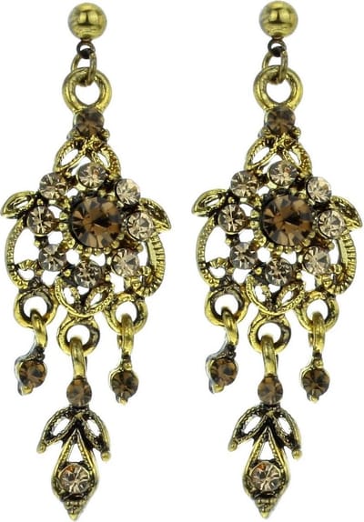 Behave - Goudkleurige bloemen oorhangers - Vintage look avondstijl