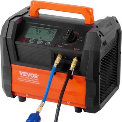 VEVOR Koelmiddelterugwinningsmachine, draagbare 1 pk airconditioningterugwinningsmachine met dubbele cilinder en borstelloze motor van 3000 tpm, gereedschap voor het recyclen van freon-koelmiddel voor auto's, airconditioners en huishoudelijke HVAC-systemen.
