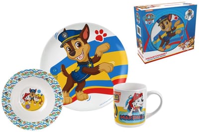 ONTBIJTSET PAW PATROL BEKER BORD SCHAAL 3 DELIG KERAMIEK