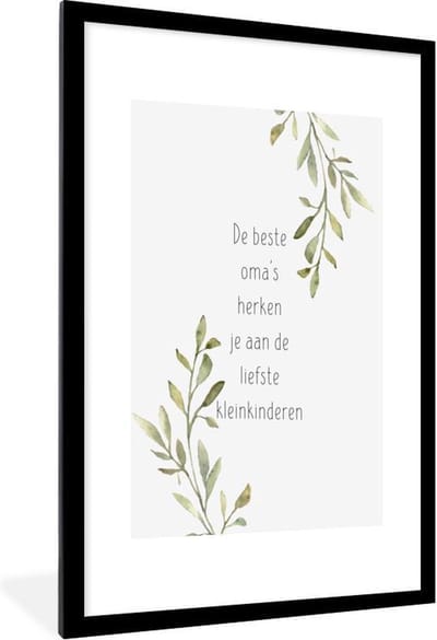 Fotolijst inclusief poster - Posterlijst 60x90 cm - Posters - Oma - Quotes - De beste oma's herken je aan de liefste kleinkinderen - Spreuken - Foto in lijst decoratie - Cadeau voor moeder - Moederdag cadeautje