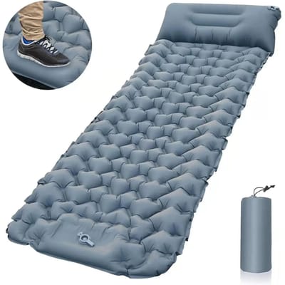 Matelas gonflable de Camping en plein Air, avec oreillers, tapis de voyage, lit pliant, coussin d'air ultraléger, randonnée Trekking One Seat gray