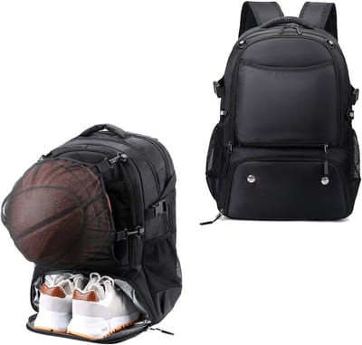 Grote Sportrugzak met Ballenvak en Luchtdoorlatend Schoenencompartiment - 40L Schooltas voor Basketbal, Voetbal en Fitness