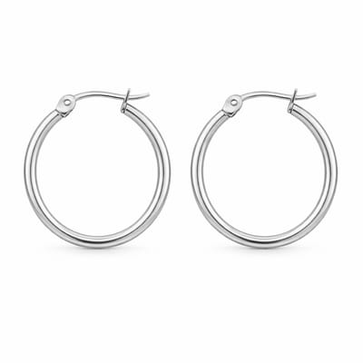 Stalen oorringen - unisex - 20 mm - stainless steel - klap-sluiting - ronde buis
