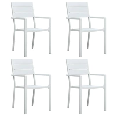 vidaXL - Tuinstoelen - 4 - st - hout-look - HDPE - wit