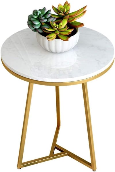 Bijzettafel - Kleine tafel - Woonkamer Decoratie - Gouden Smeedijzer - 50x50x75cm - Goud