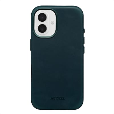 Accezz Hoesje - Geschikt voor iPhone 16 - Vintage Leather geschikt voor MagSafe Backcover - Smokey Green