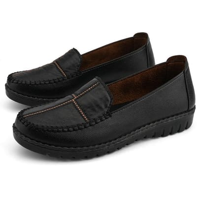Chaussures d'été décontractées pour femmes, chaussures en cuir de marque pour femmes, baskets à enfiler, mocassins pour dames, chaussures légères pour maman, mocassins zapatos mujer 36 noir