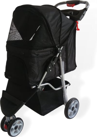 Hondenbuggy Modern - Zwart - Inklapbaar - Comfort Huisdieren Wandelwagen Buggy - 3 Wielen - 12kg Draagvermogen