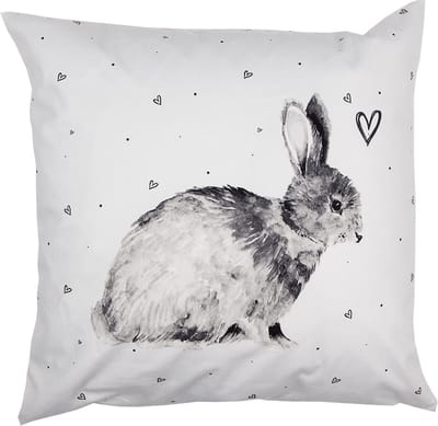 Clayre & Eef Kussenhoes 45x45 cm Wit Polyester Konijn
