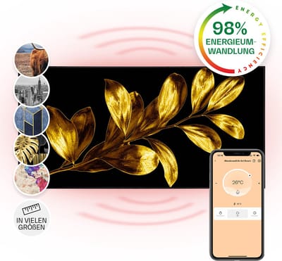 Klarstein Air Art Smart Infraroodverwarming, Infraroodverwarming met IoT/WiFi app-bediening, Openraamdetectie, Infraroodverwarming met thermostaat, CO2-vrije elektrische verwarming 700W