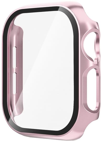 Screenprotector case - geschikt voor Apple Watch 10 / 11 42mm - full cover - hoesje - gehard glas - 42 mm - volledige bescherming - rose