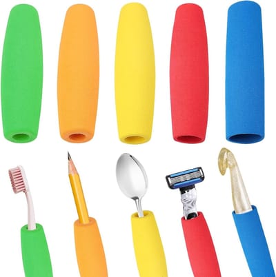 Set van 5 EVA Foam Grip Hulsjes in 5 Kleuren - Antislip Handvatten voor Pennen, Bestek en Gereedschap - Wasbare EVA Foam Tubes voor Universele Gripbescherming