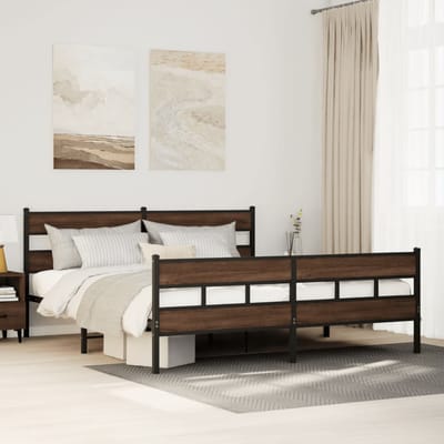 vidaXL - Bedframe - zonder - matras - metaal - bruin - eikenkleur - 193x203 - cm