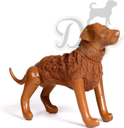 Dogs&Co Hand gebreide Hondentrui - Bruin - Maat M - Hondenkleding - Hondentrui - lengte 30cm - borstomvang 44cm