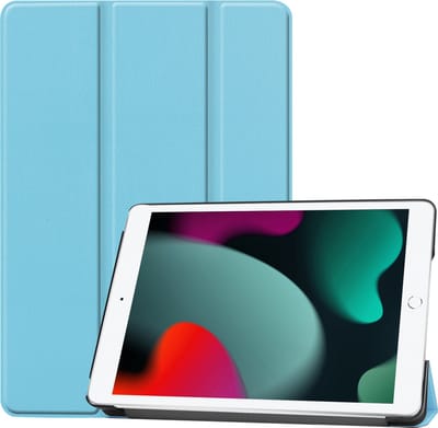 Hoesje Geschikt voor Apple iPad 9 (2021) - 10.2 inch - 9e Generatie - Dun & Stevig - Trifold Bookcase - Hard Cover - Hardcover Book Case - Tablet Hoes - Lichtblauw