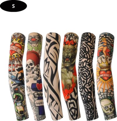 Livano Tattoo Sleeve - Voor Volwassenen - Mouw - Tatoeage - Arm Warmer - Zonbescherming - UV Beschermend - 6 Stuks - Maat S