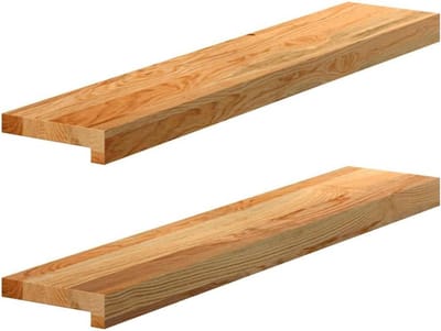 Ronde Houten Vensterbanken Massief Lichtbruin Eikenhout - Set van 2