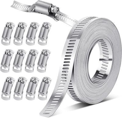 SnelShoppen - 5m Rvs Slangenklemmen Set, 304 RVS Slangenklemmen met 12 Buisklemmen, Verstelbare Slangenklem voor Tuin, Keuken en Camping