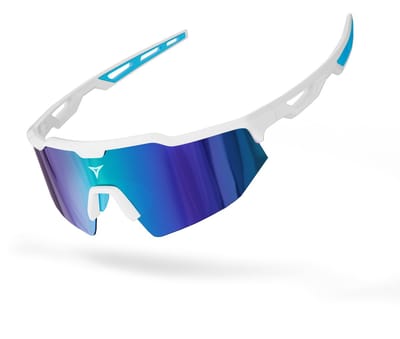Breaking Limits Polariserende Sport Zonnebril - Fietsbril & Hardloopbril - UV400 Bescherming - Ultralicht - Blauw/wit