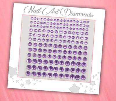 Nail Art Diamonds (165 Diamantjes Lila) [Zelfklevend Nagel Steentjes Decoratie Versiering - Manicure Kunstnagels Nepnagels - Acryl Nagels Rhinestone Rhine Stones]
