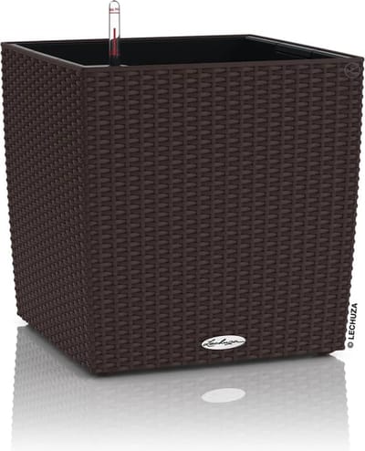 LECHUZA CUBE Cottage 30 - Plantenbak - met uitneembare binnenbak - met bewateringssysteem - ALL-IN-ONE set met LECHUZA-PON - mokka