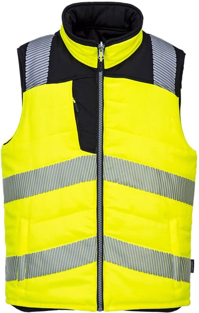 Portwest PW3 Hoge zichtbaarheid Bodywarmer, 2 zijde draagbaar PW374 - Geel/Zwart - L