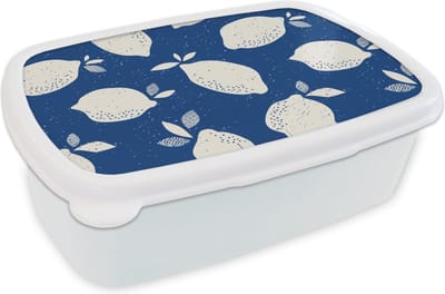 Broodtrommel Wit - Lunchbox - Brooddoos - Design - Citroen - Fruit - 18x12x6 cm - Volwassenen