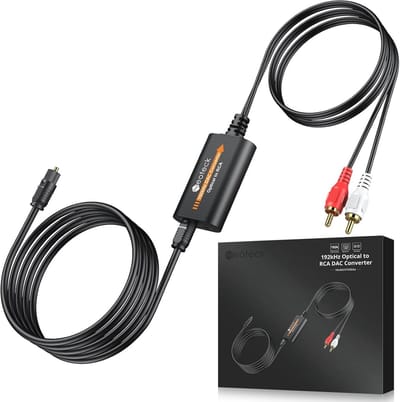 DAC Converter 192 kHz met Optische naar RCA-kabel en Ingebouwde Versterker