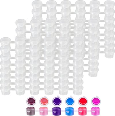1200 Stuks 3ml Mini Verfpotjes, Lege Plastic Verfcontainers met Deksel voor Kunstenaars, Ambachtslieden en Scholen, Ideaal voor Acrylverf en Creatieve Projecten