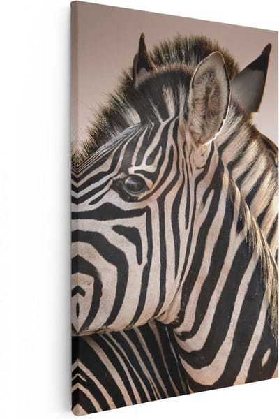 Artaza Canvas Schilderij Zebra - 60x90 cm - Wanddecoratie Dieren - Muurdecoratie Afrika - Schilderijen Op Canvas