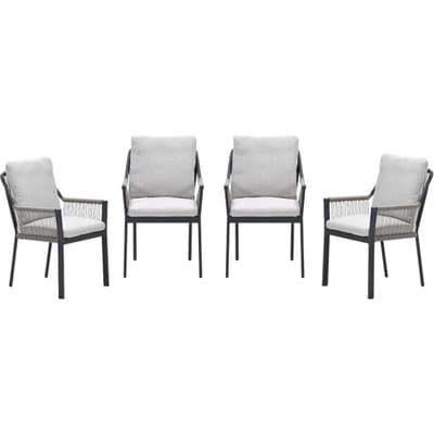 Garden Impressions Raxa tuinstoelen set van 4 – carbon black / rope taupe