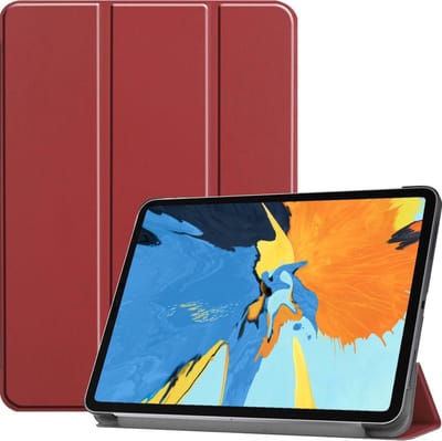 Hoes - Geschikt voor Apple iPad Pro (2020) - 11 inch - Dun & Stevig - Trifold Bookcase - Hard Cover - Hardcover Book Case - Tablet Hoesje - Donkerrood