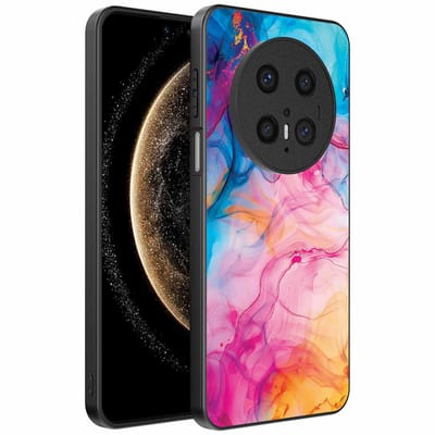 Geschikt voor Huawei Mate 70 Telefoonhoesje met Regenboog Acryl Marmer Opdruk - TPU Backcover Case Rainbow Acrylic Marble Design - Smartphonica geschikt voor Huawei Mate 70