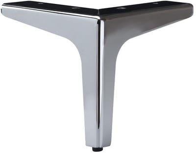 Massief stalen meubelpoot chroom hoek 13,5 bij 13,5 cm en hoogte 13 cm - Set van 4 stuks